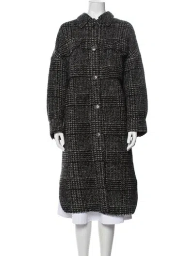 Pre-owned Isabel Marant Étoile Wool Plaid Print Coat In Black