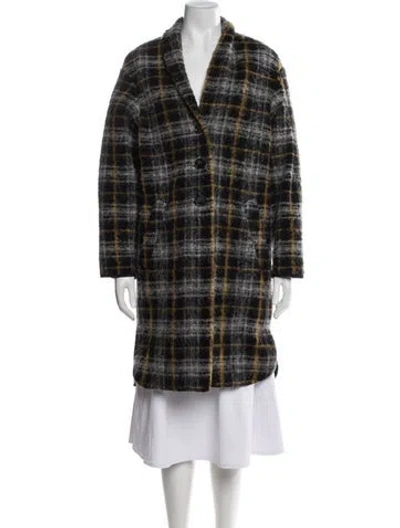 Pre-owned Isabel Marant Étoile Wool Plaid Print Coat In Black