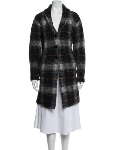 Pre-owned Isabel Marant Étoile Wool Plaid Print Coat In Black