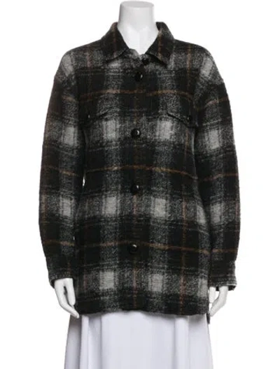Pre-owned Isabel Marant Étoile Wool Plaid Print Coat In Black/green