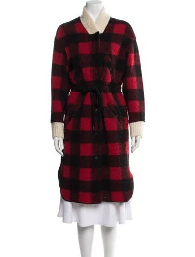 Pre-owned Isabel Marant Étoile Wool Plaid Print Coat In Black/red