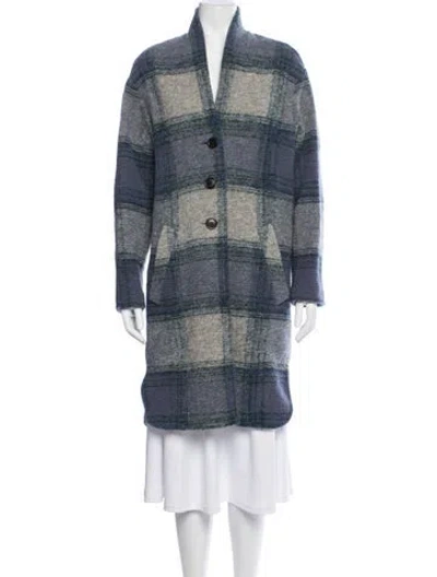 Pre-owned Isabel Marant Étoile Wool Plaid Print Coat In Blue