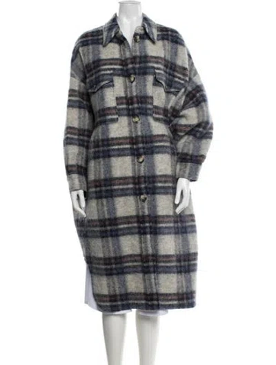 Pre-owned Isabel Marant Étoile Wool Plaid Print Coat In Blue/grey