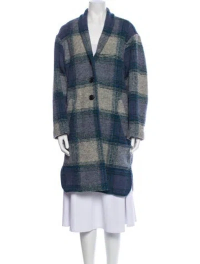 Pre-owned Isabel Marant Étoile Wool Plaid Print Coat In Gray