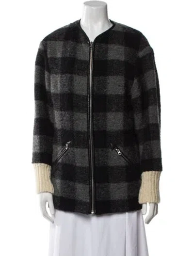 Pre-owned Isabel Marant Étoile Wool Plaid Print Coat In Gray