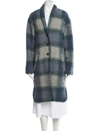 Pre-owned Isabel Marant Étoile Wool Plaid Print Coat In Gray