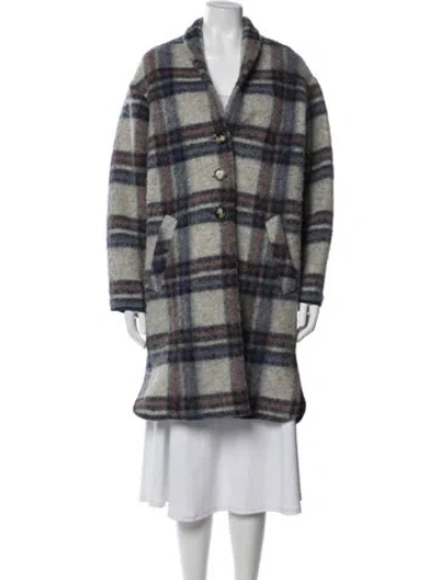 Pre-owned Isabel Marant Étoile Wool Plaid Print Coat In Gray