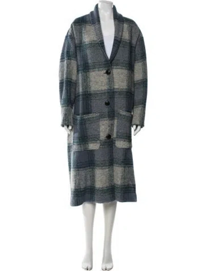 Pre-owned Isabel Marant Étoile Wool Plaid Print Coat In Gray