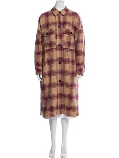 Pre-owned Isabel Marant Étoile Wool Plaid Print Coat In Neutral