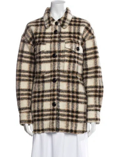 Pre-owned Isabel Marant Étoile Wool Plaid Print Coat In Neutral