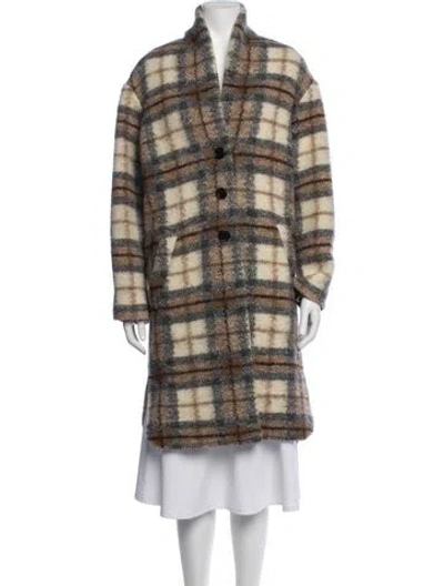 Pre-owned Isabel Marant Étoile Wool Plaid Print Coat In Neutrals