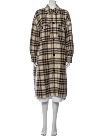 Pre-owned Isabel Marant Étoile Wool Plaid Print Coat In Neutrals