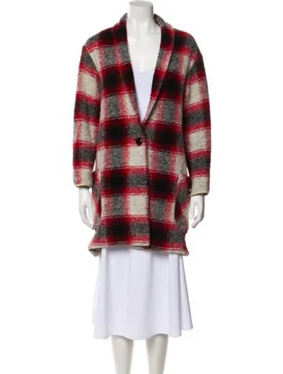 Pre-owned Isabel Marant Étoile Wool Plaid Print Coat In Red