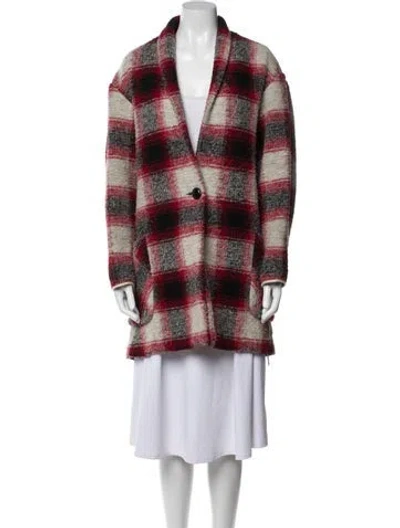 Pre-owned Isabel Marant Étoile Wool Plaid Print Coat In Red