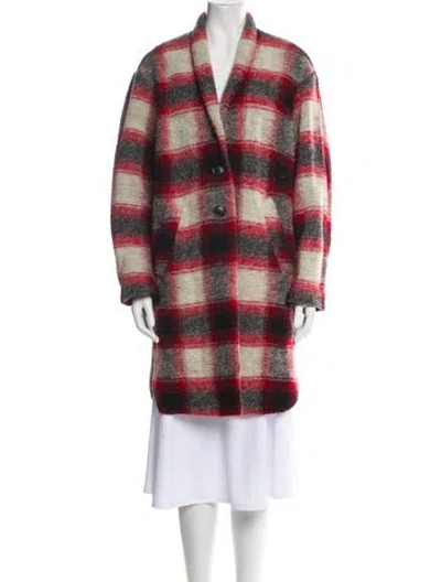 Pre-owned Isabel Marant Étoile Wool Plaid Print Coat In Red
