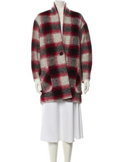 Pre-owned Isabel Marant Étoile Wool Plaid Print Coat In Red