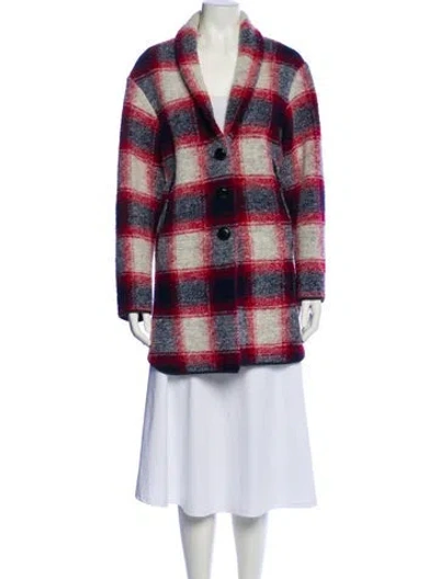 Pre-owned Isabel Marant Étoile Wool Plaid Print Coat In Red