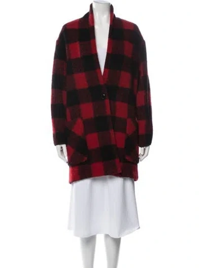 Pre-owned Isabel Marant Étoile Wool Plaid Print Coat In Red