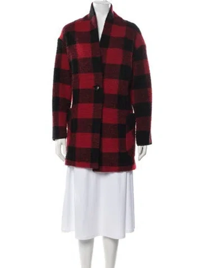 Pre-owned Isabel Marant Étoile Wool Plaid Print Coat In Red