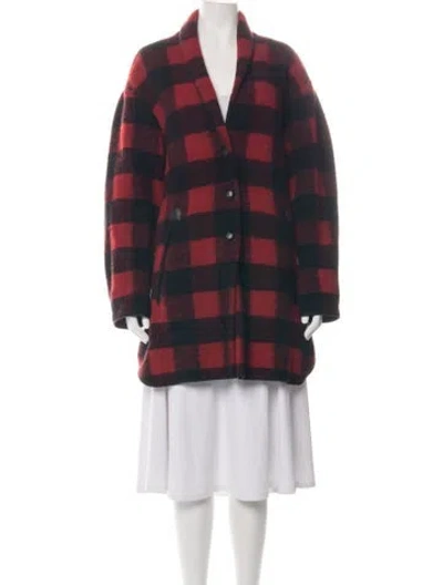 Pre-owned Isabel Marant Étoile Wool Plaid Print Coat In Red