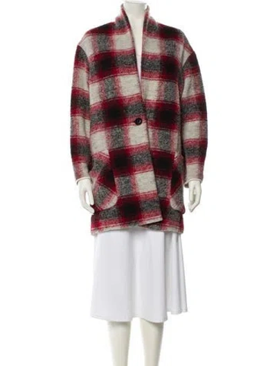 Pre-owned Isabel Marant Étoile Wool Plaid Print Coat In Red