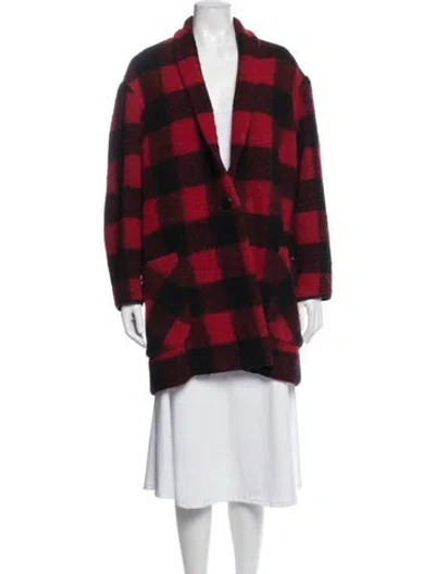 Pre-owned Isabel Marant Étoile Wool Plaid Print Coat In Red