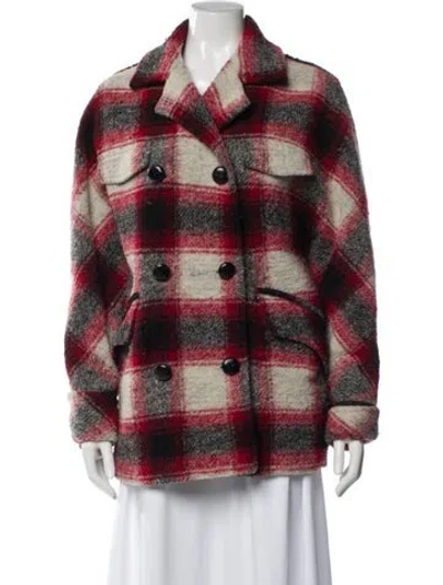 Pre-owned Isabel Marant Étoile Wool Plaid Print Evening Jacket In Red