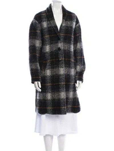 Pre-owned Isabel Marant Étoile Wool Plaid Print Faux Fur Jacket In Black