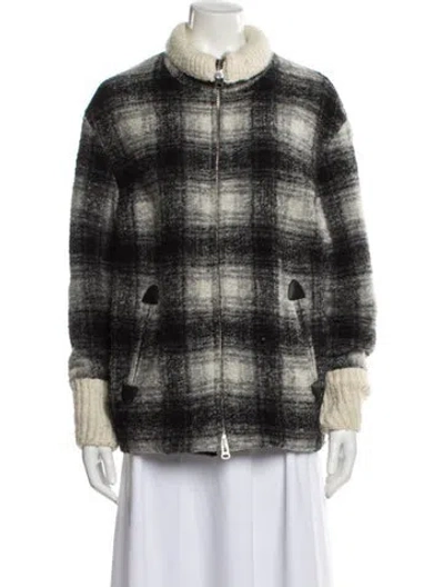 Pre-owned Isabel Marant Étoile Wool Plaid Print Faux Fur Jacket In Black