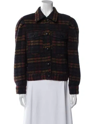 Pre-owned Isabel Marant Étoile Wool Plaid Print Jacket In Black
