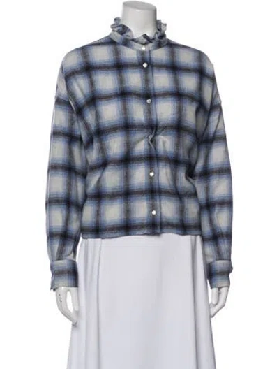 Pre-owned Isabel Marant Étoile Wool Plaid Print Jacket In Blue