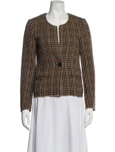 Pre-owned Isabel Marant Étoile Wool Plaid Print Jacket In Brown