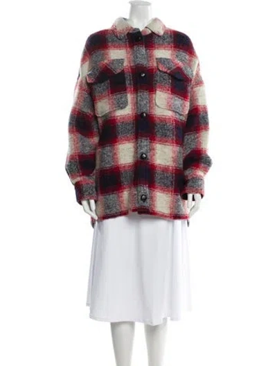 Pre-owned Isabel Marant Étoile Wool Plaid Print Jacket In Red
