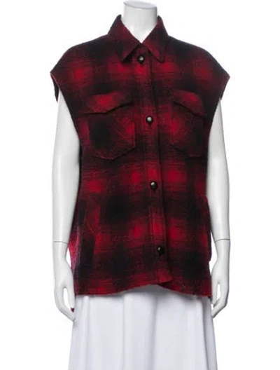 Pre-owned Isabel Marant Étoile Wool Plaid Print Jacket In Red