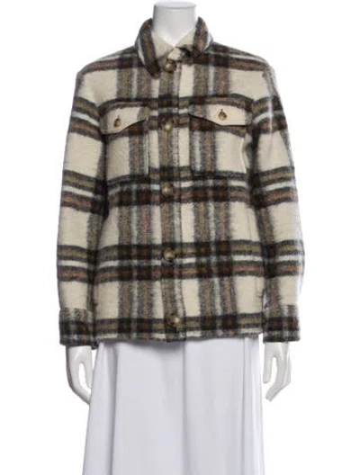Pre-owned Isabel Marant Étoile Wool Plaid Print Jacket In White
