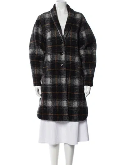 Pre-owned Isabel Marant Étoile Wool Plaid Print Peacoat In Black