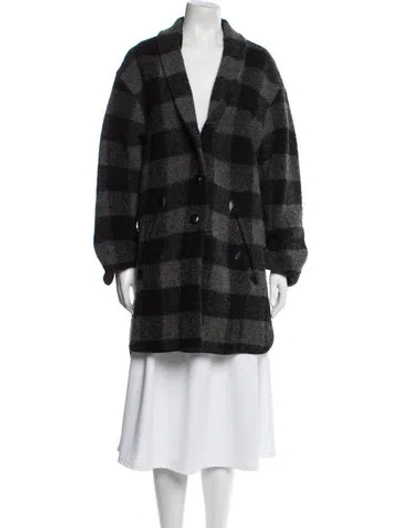 Pre-owned Isabel Marant Étoile Wool Plaid Print Peacoat In Black