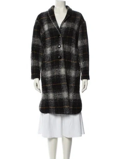 Pre-owned Isabel Marant Étoile Wool Plaid Print Peacoat In Black