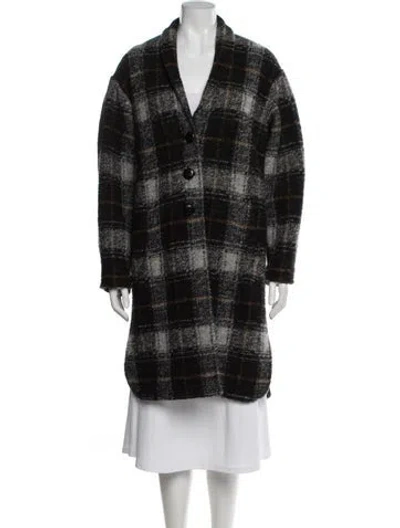 Pre-owned Isabel Marant Étoile Wool Plaid Print Peacoat In Black