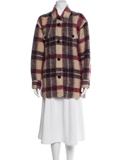 Pre-owned Isabel Marant Étoile Wool Plaid Print Peacoat In Brown