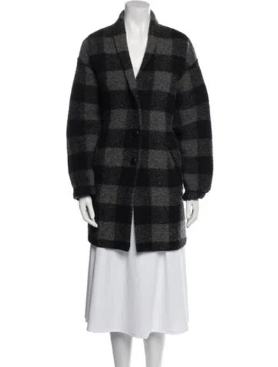 Pre-owned Isabel Marant Étoile Wool Plaid Print Peacoat In Gray