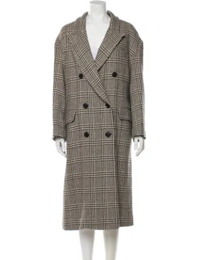 Pre-owned Isabel Marant Étoile Wool Plaid Print Peacoat In Grey