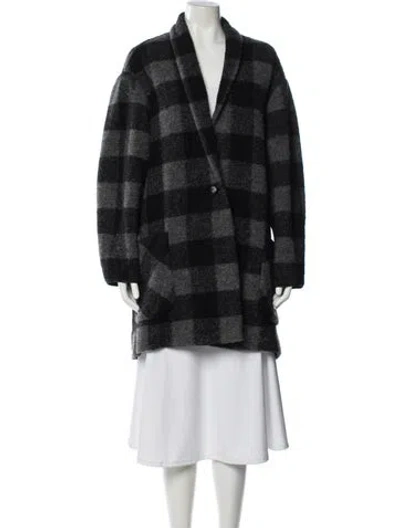 Pre-owned Isabel Marant Étoile Wool Plaid Print Peacoat In Multi