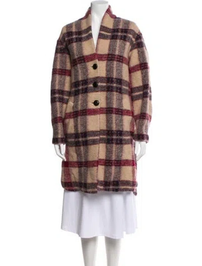 Pre-owned Isabel Marant Étoile Wool Plaid Print Peacoat In Neutral