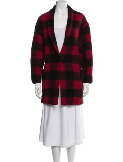 Pre-owned Isabel Marant Étoile Wool Plaid Print Peacoat In Red