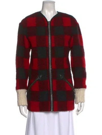 Pre-owned Isabel Marant Étoile Wool Plaid Print Sweater In Red