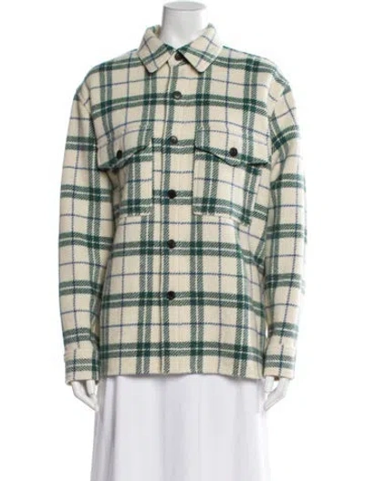 Pre-owned Isabel Marant Étoile Wool Plaid Print Utility Jacket In Green