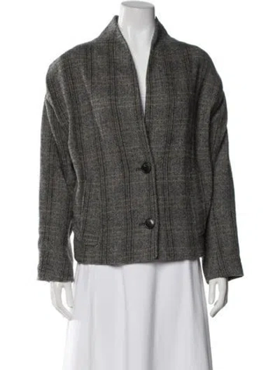 Pre-owned Isabel Marant Étoile Wool Printed Faux Fur Jacket In Gray