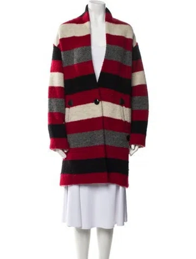 Pre-owned Isabel Marant Étoile Wool Striped Coat In Red
