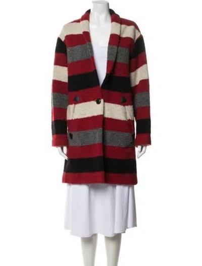 Pre-owned Isabel Marant Étoile Wool Striped Coat In Red